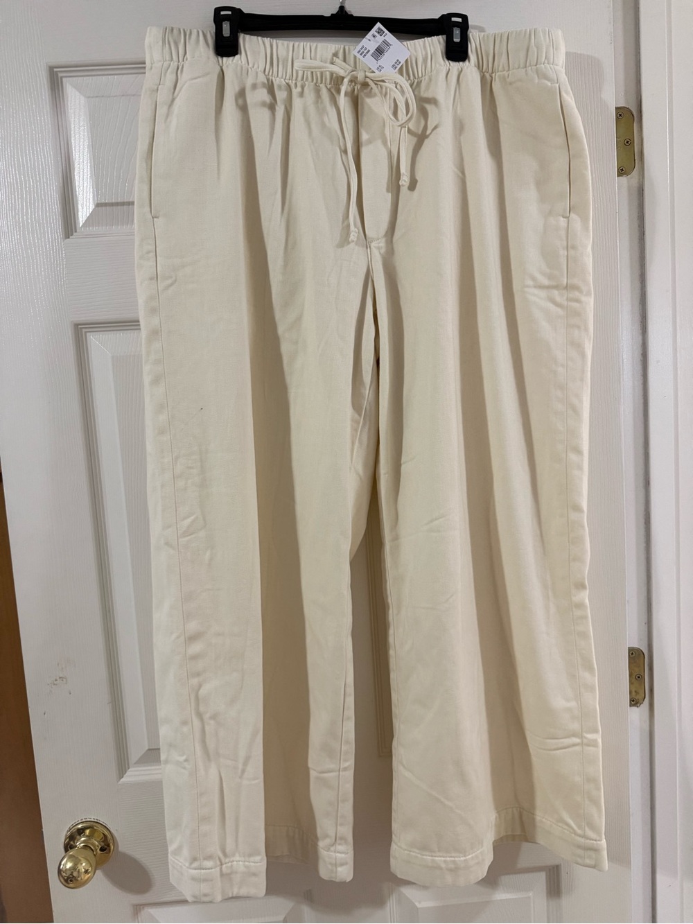 Relaxed Drawstring Women Linen Pants in Off-White